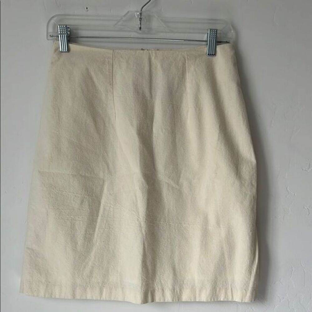 Samia Cream Cotton A-Line Skirt XS Petite High Waist Minimalist Summer